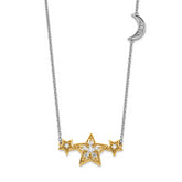 14k Two-tone 1/5 carat Lab Grown Diamond VS/SI+ G+ Complete Stars with Moon 18 inch Necklace